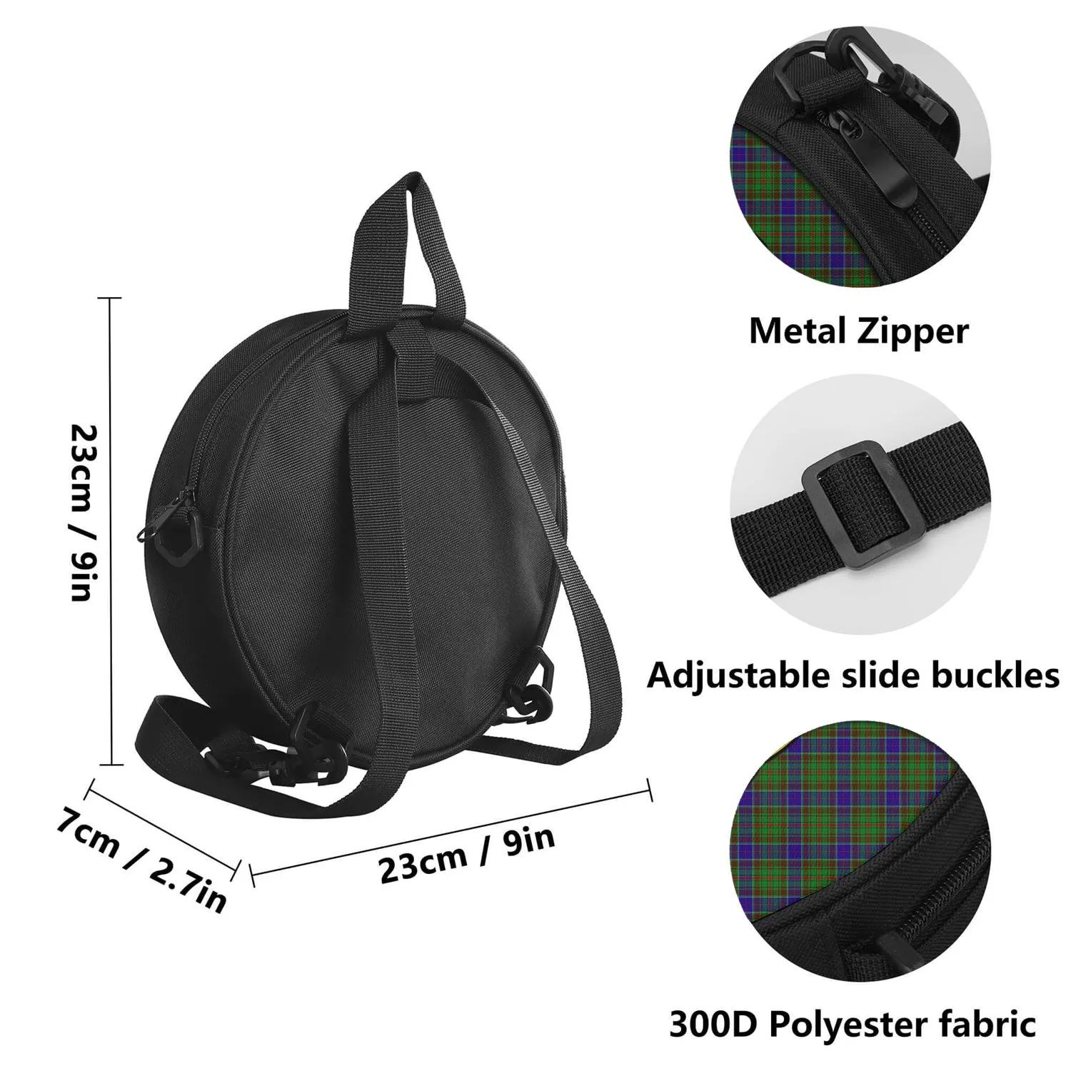 Adam Tartan Round Satchel Bags with Family Crest