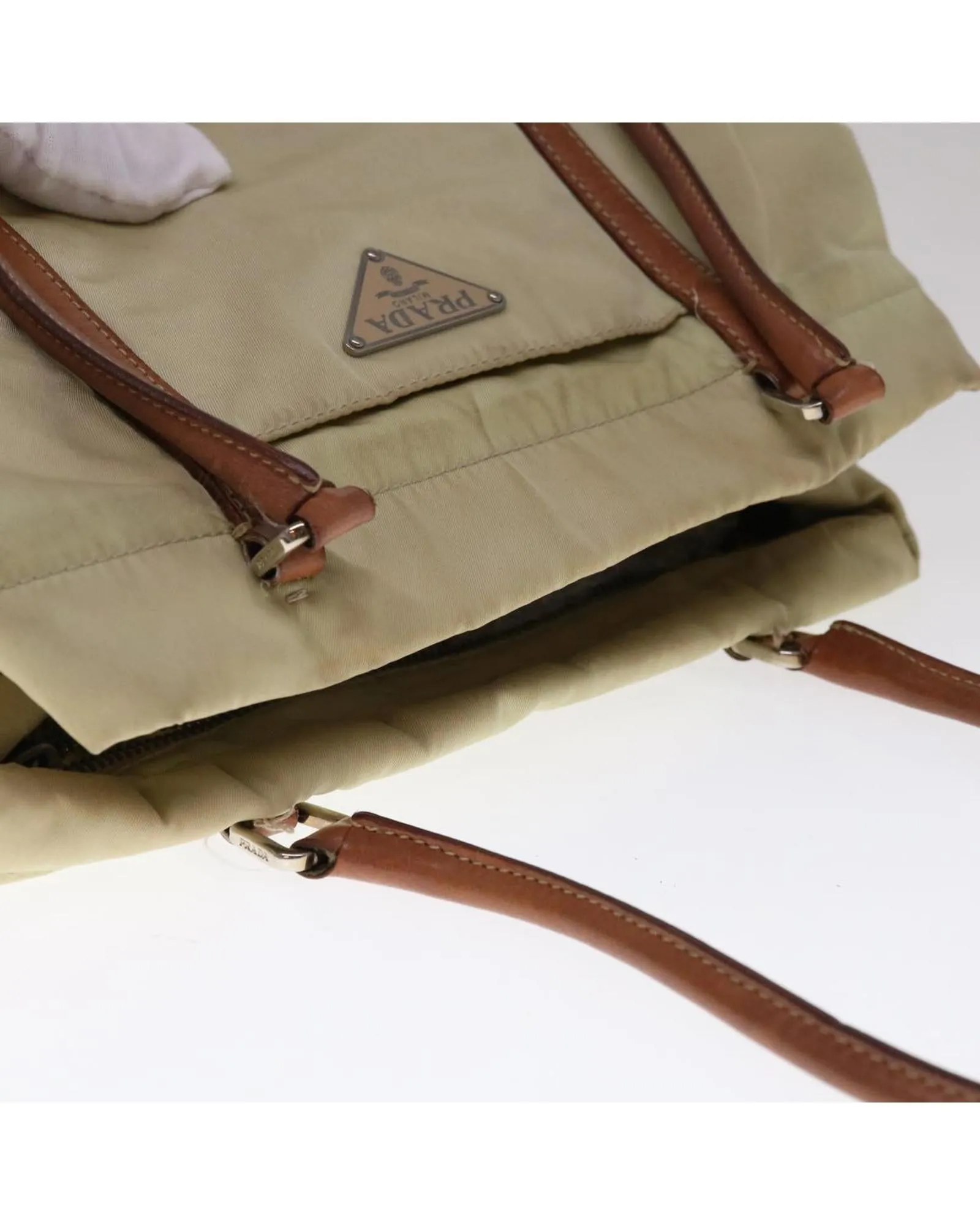 Authentic Cream Nylon Tote Bag