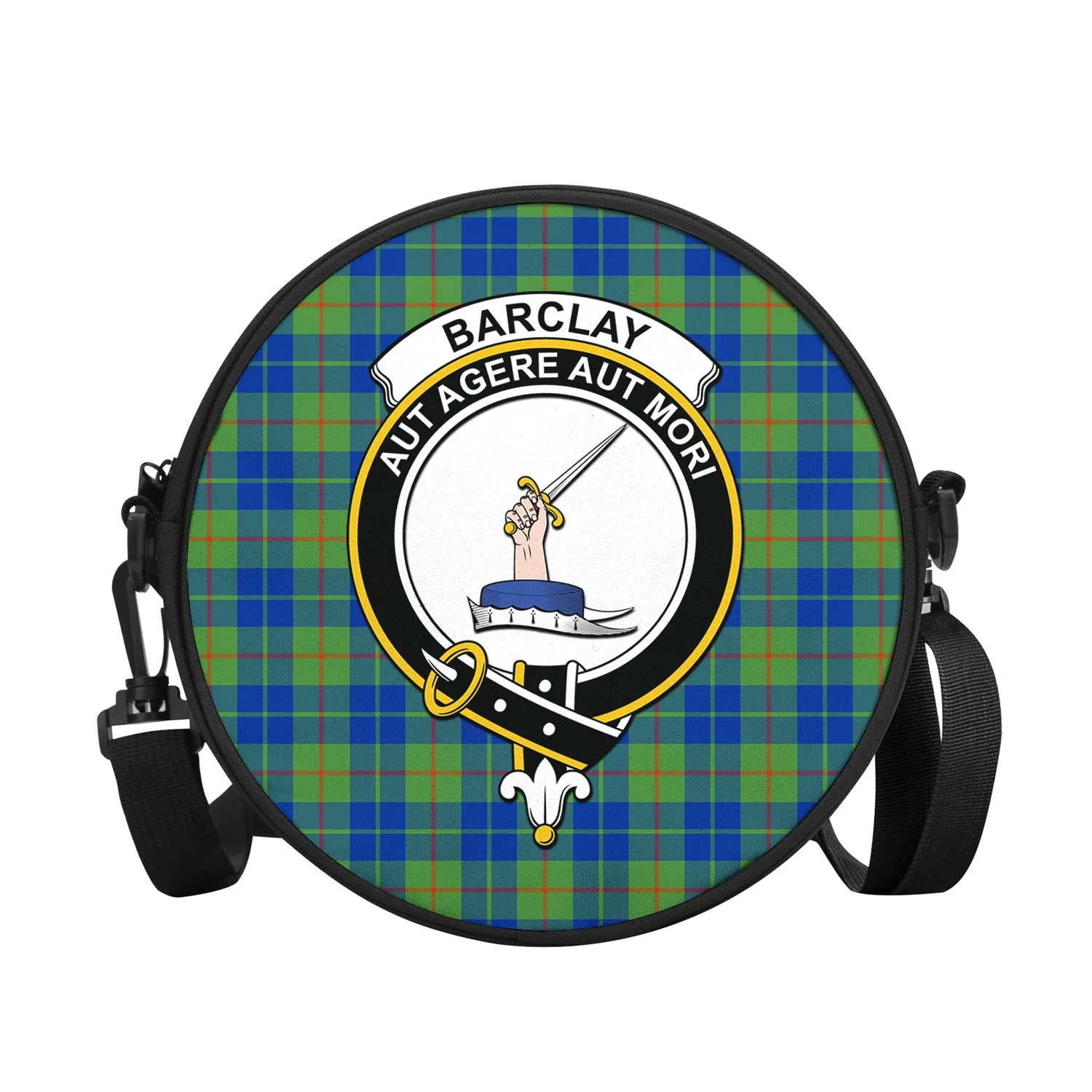 Barclay Hunting Ancient Tartan Round Satchel Bags with Family Crest