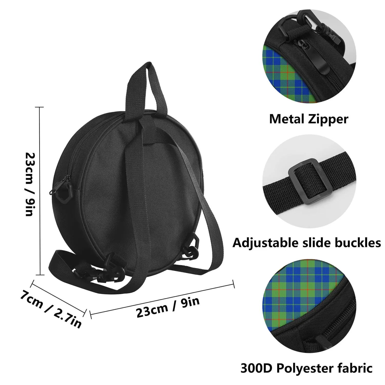 Barclay Hunting Ancient Tartan Round Satchel Bags with Family Crest