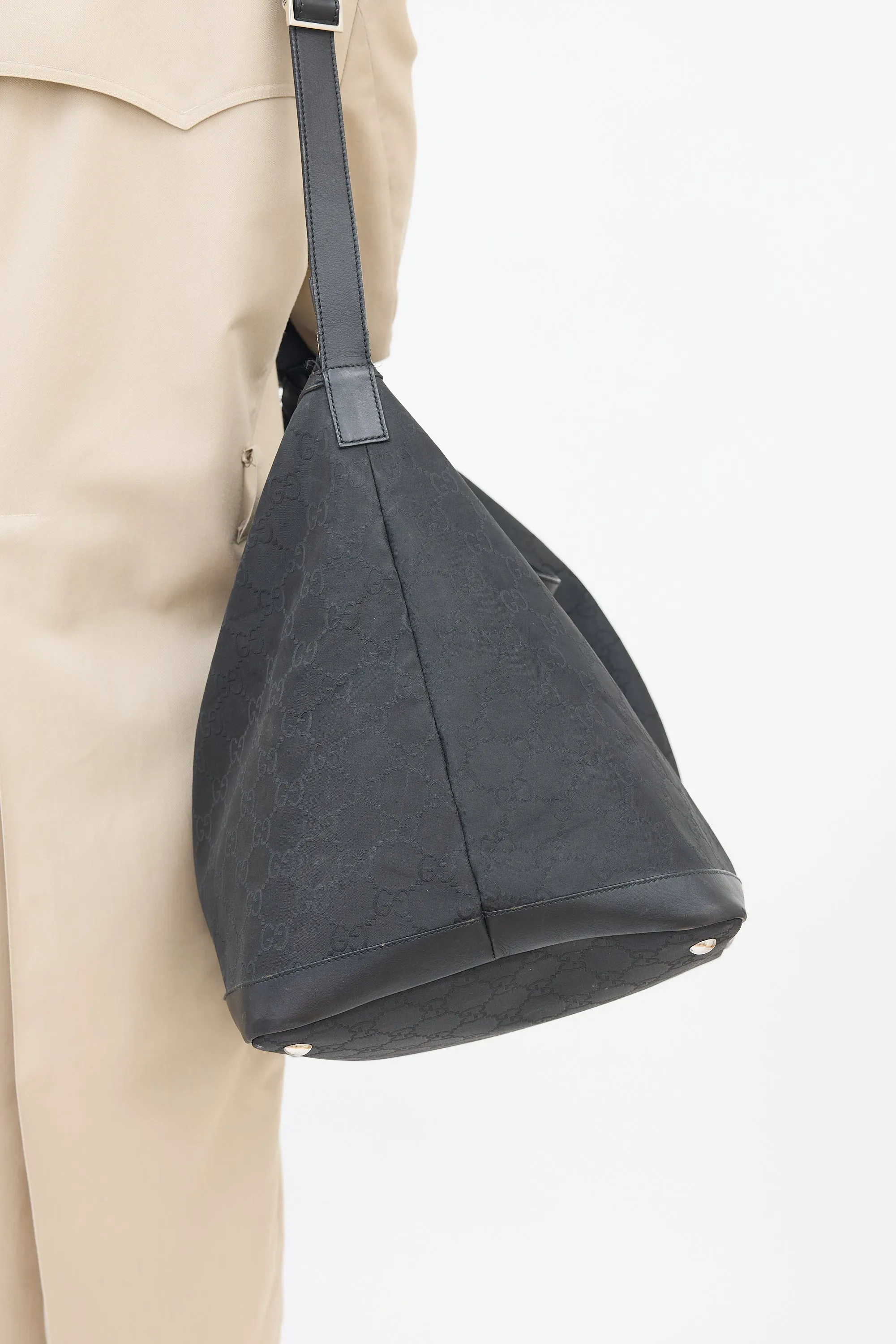 Black Nylon GG Guccissima Weekender Bag