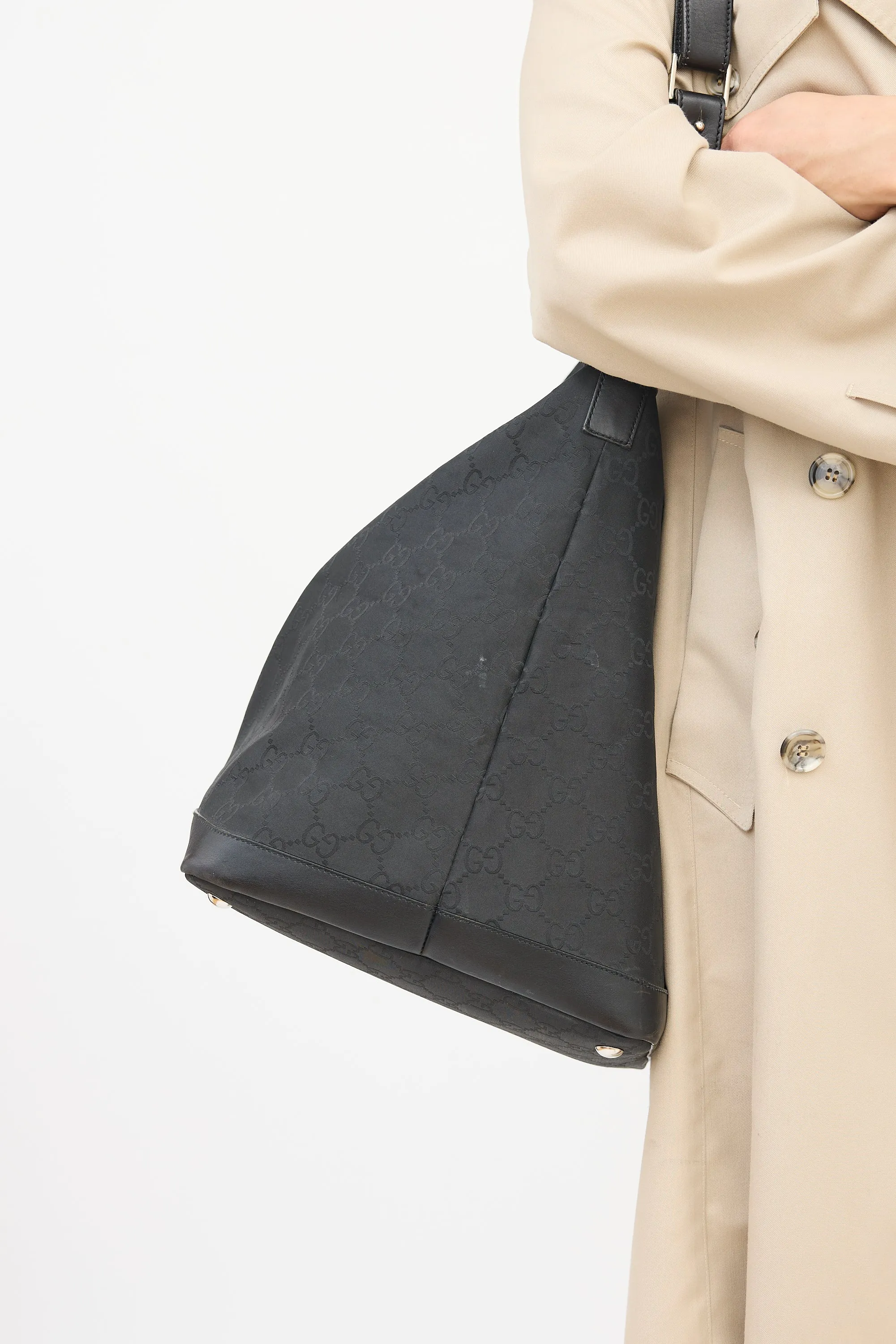Black Nylon GG Guccissima Weekender Bag