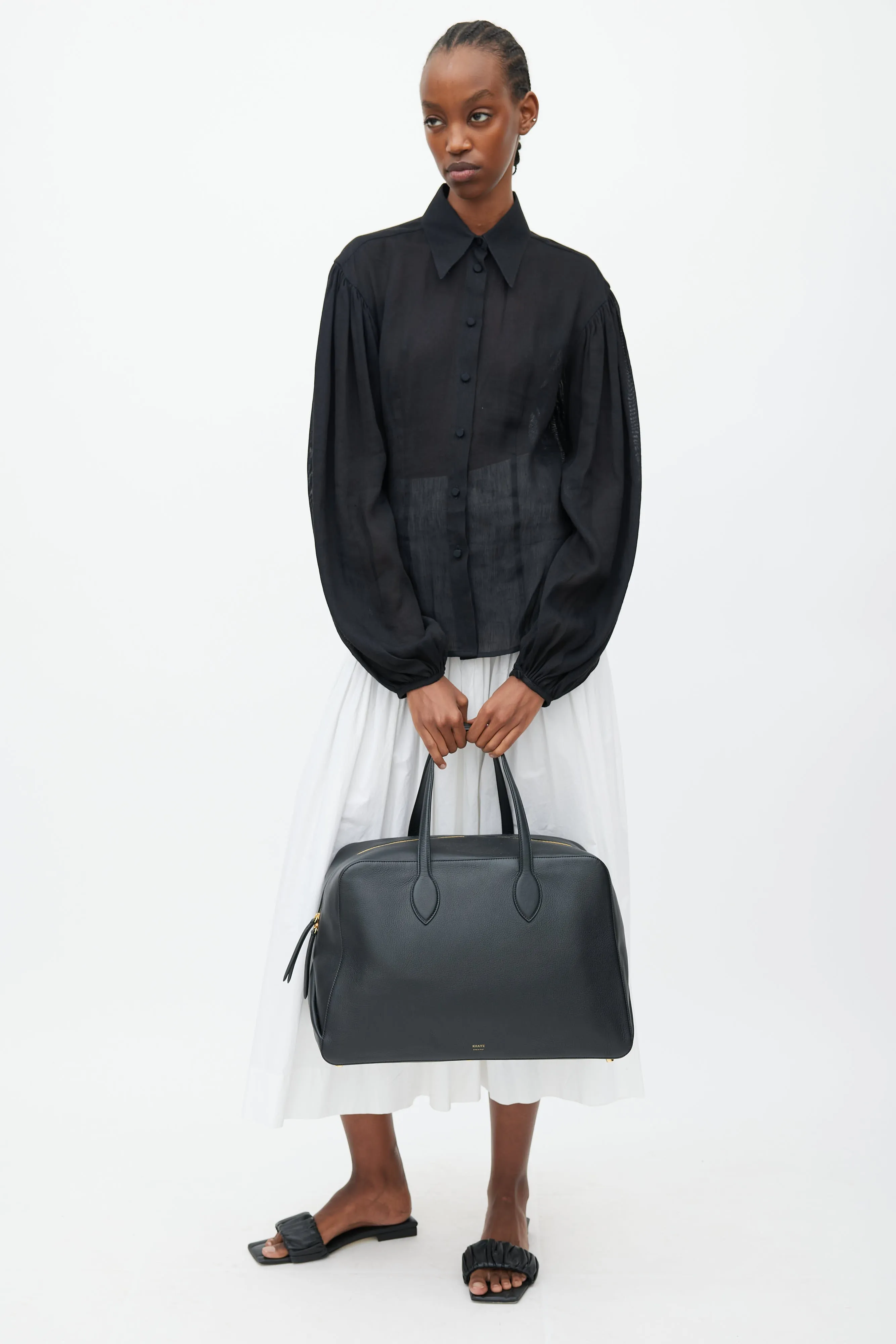 Black Pebbled Leather Large Maeve Weekender Bag