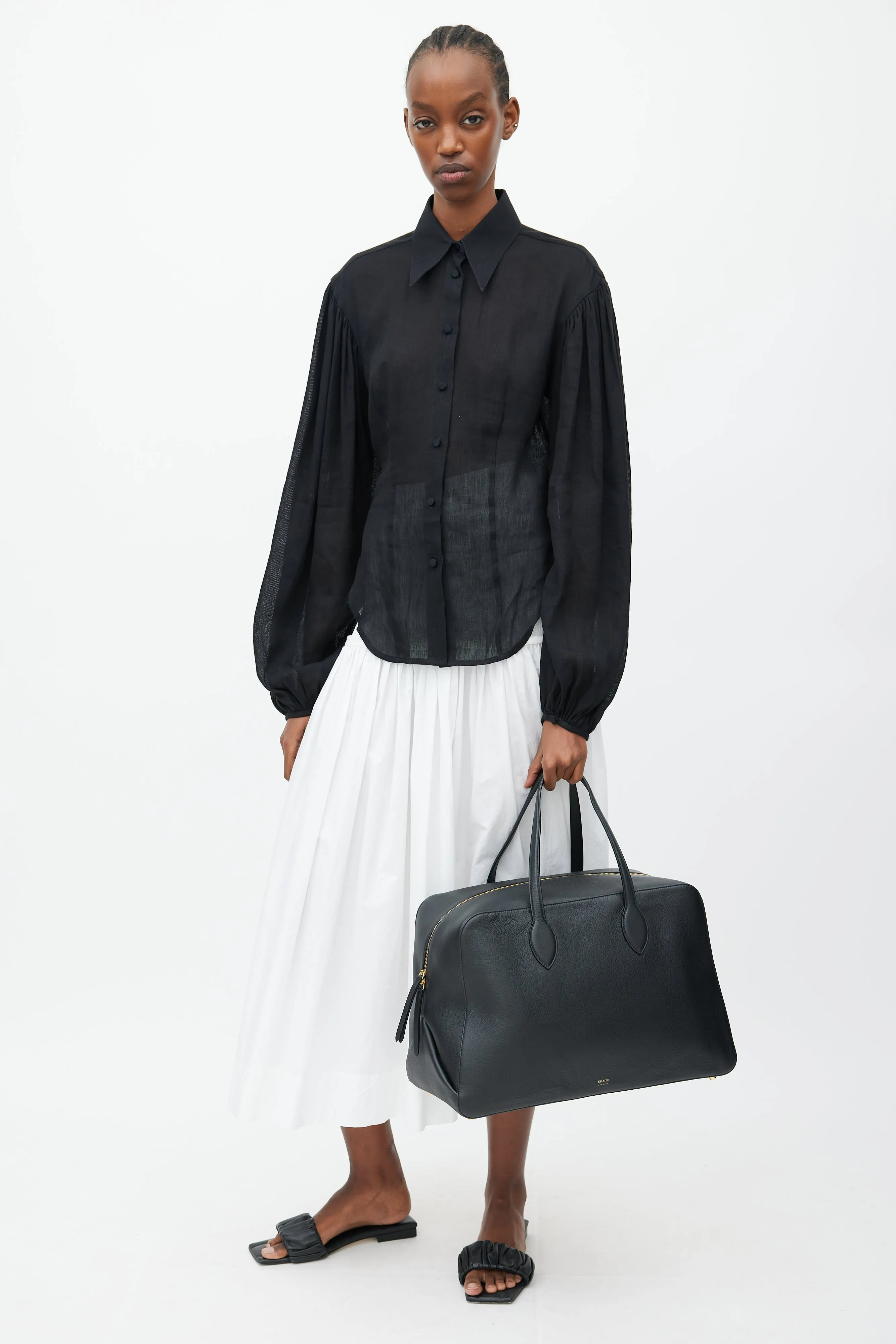 Black Pebbled Leather Large Maeve Weekender Bag