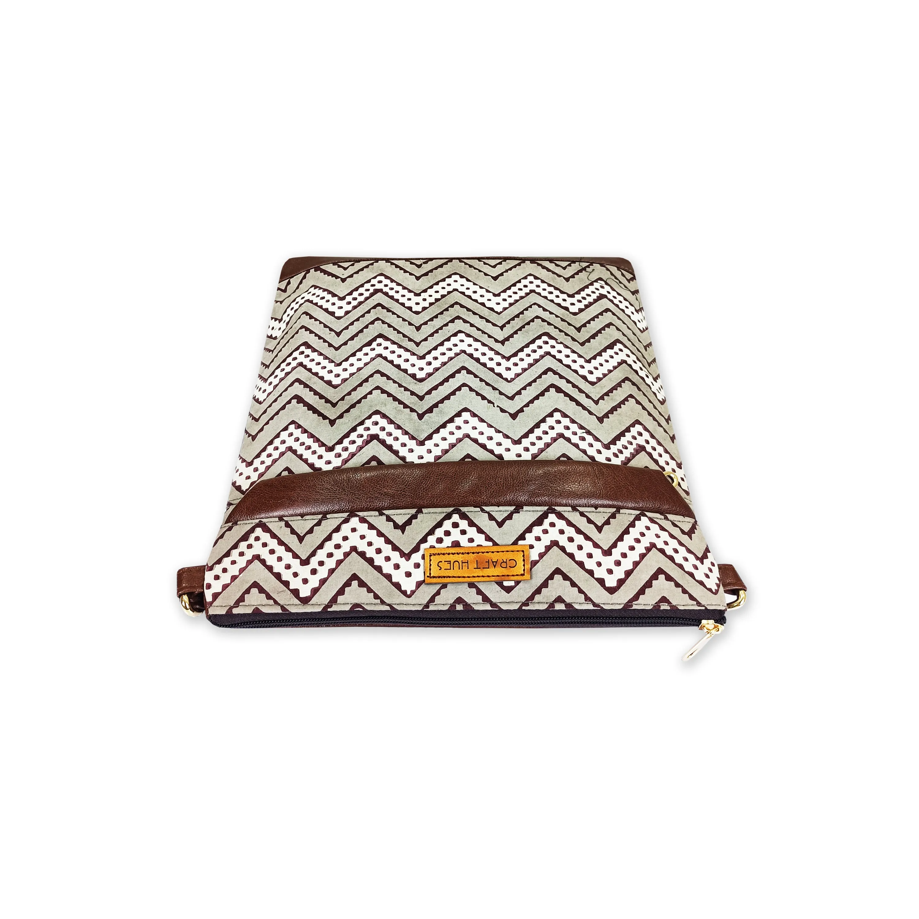 Brown Zig-zag Messenger Bag