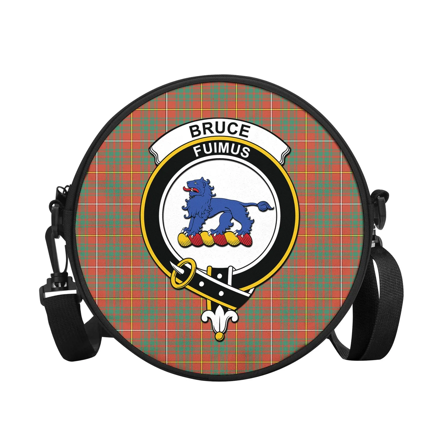 Bruce Ancient Tartan Round Satchel Bags with Family Crest