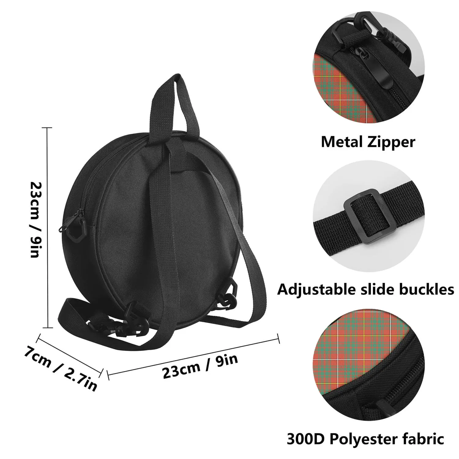Bruce Ancient Tartan Round Satchel Bags with Family Crest