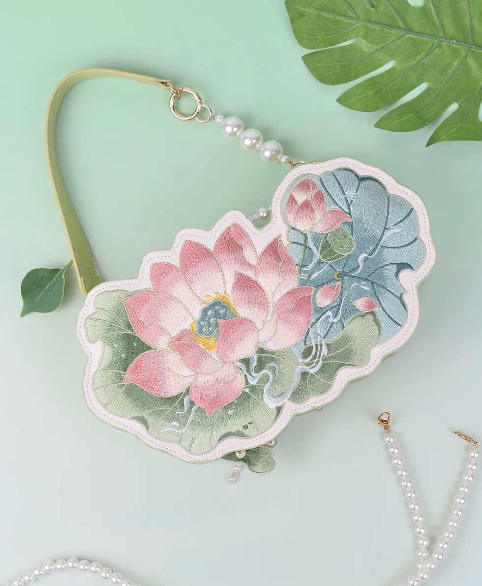 Crossbody Bag for Hanfu & Cheongsam - Pink Lotus