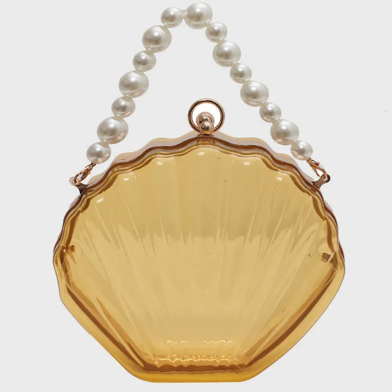 Crossbody Bag For Women Clip Pearl Chain Transparent Bag