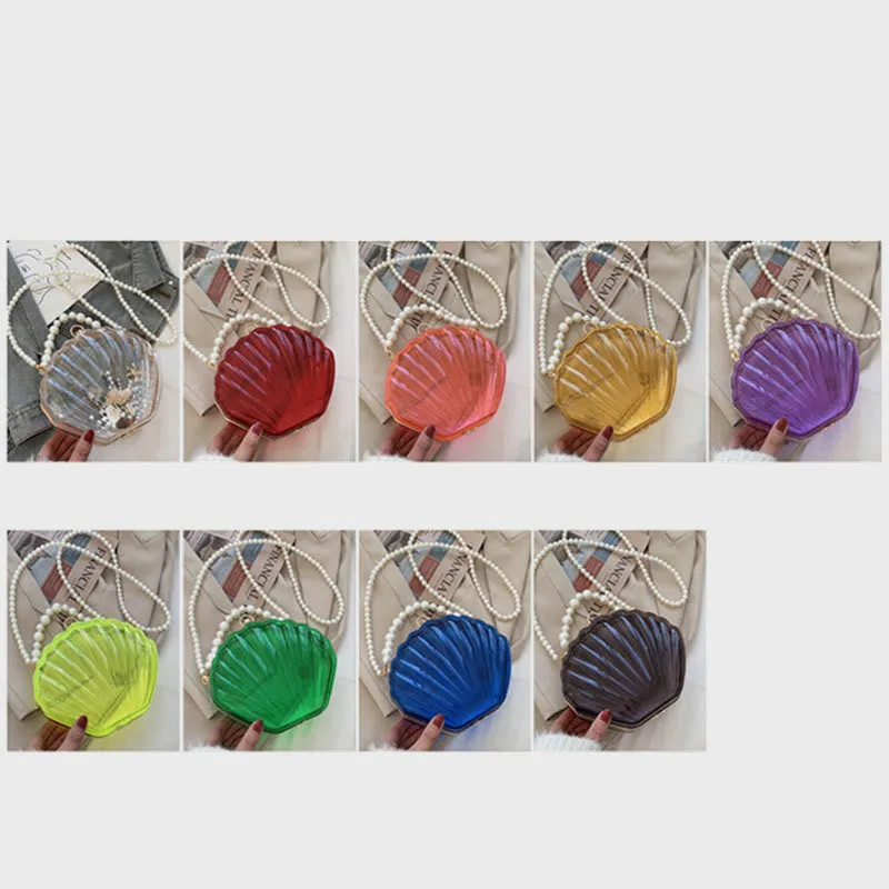 Crossbody Bag For Women Clip Pearl Chain Transparent Bag