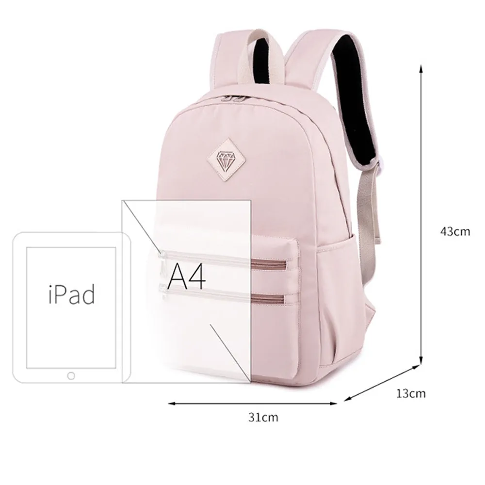 Cute Backpack for Teens Candy Color Large Capacity Double Zippers Design Bookbag Daypack
