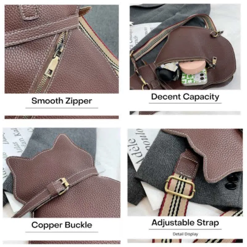 Cute Cat Shaped PU Leather Sling Bag Ladies Crossbody Shoulder Bag