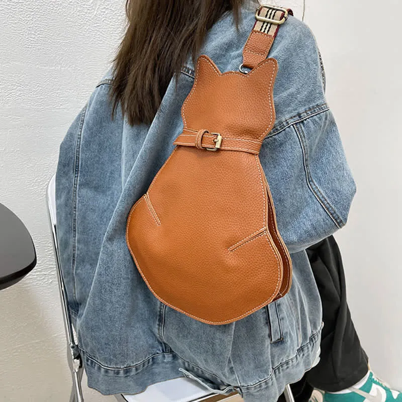 Cute Cat Shaped PU Leather Sling Bag Ladies Crossbody Shoulder Bag
