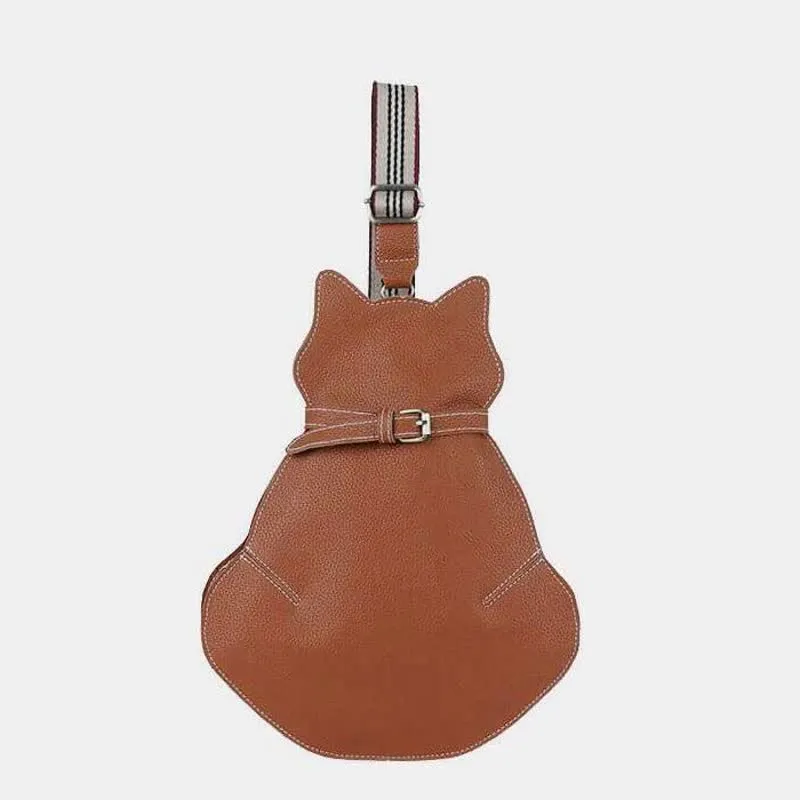 Cute Cat Shaped PU Leather Sling Bag Ladies Crossbody Shoulder Bag