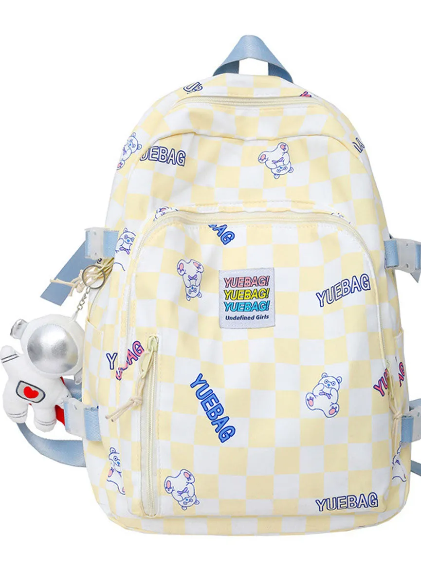 Cute Plaid Backpack for School Candy Color Girls Bookbag Women Daypack