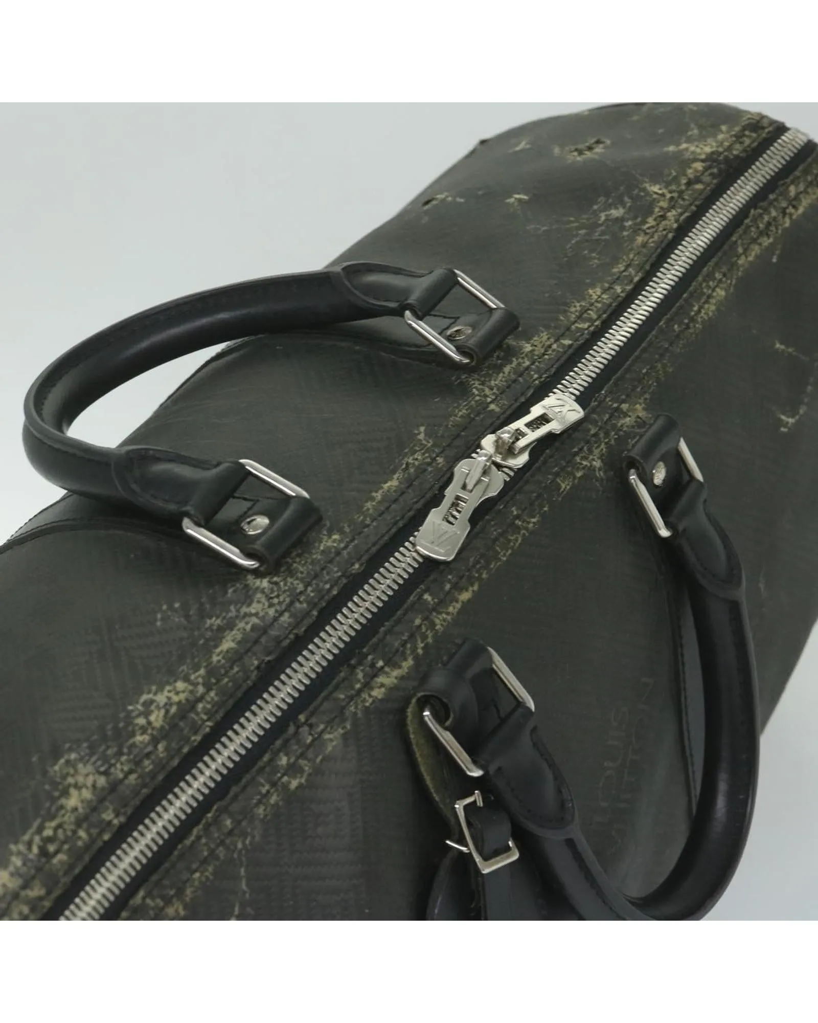 Damier Carbon Keepall 45 Boston Bag in Black Canvas