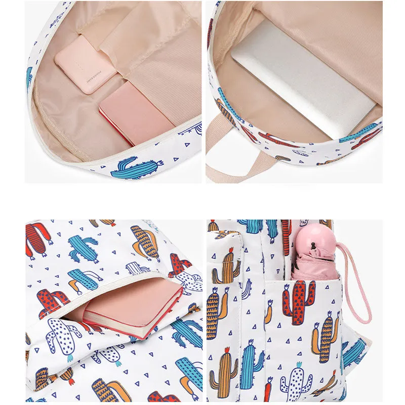 Fashion School Bag Cactus Printed Backpack With Pencil Bag