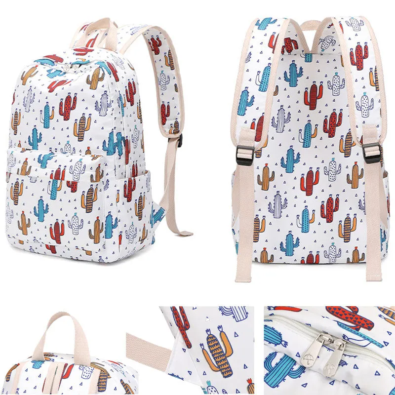 Fashion School Bag Cactus Printed Backpack With Pencil Bag