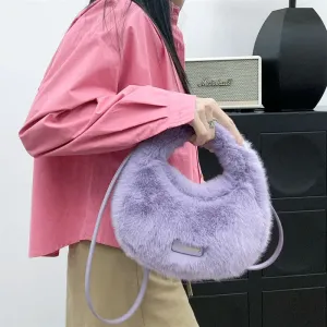 Faux Fur Purse For Women Adjustable Strap Small Crossbody Bag