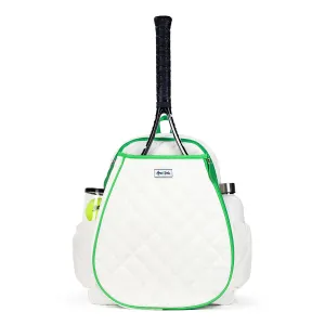 Game On Tennis Backpack- Quilted White & Green