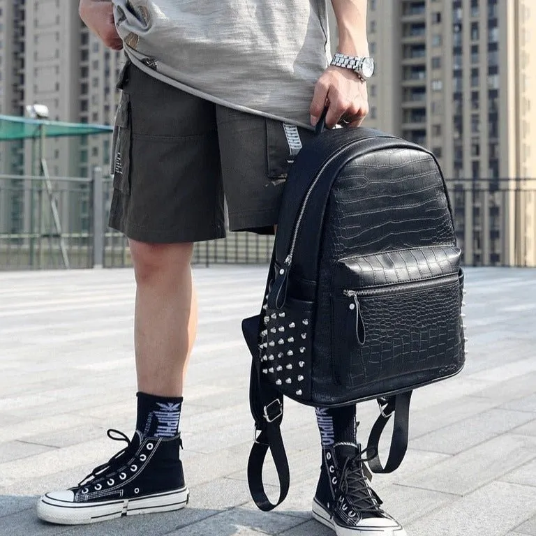 GatorLux Zipper Rivets Chic Handle Backpack