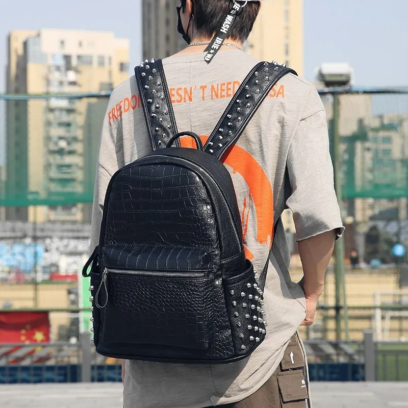 GatorLux Zipper Rivets Chic Handle Backpack