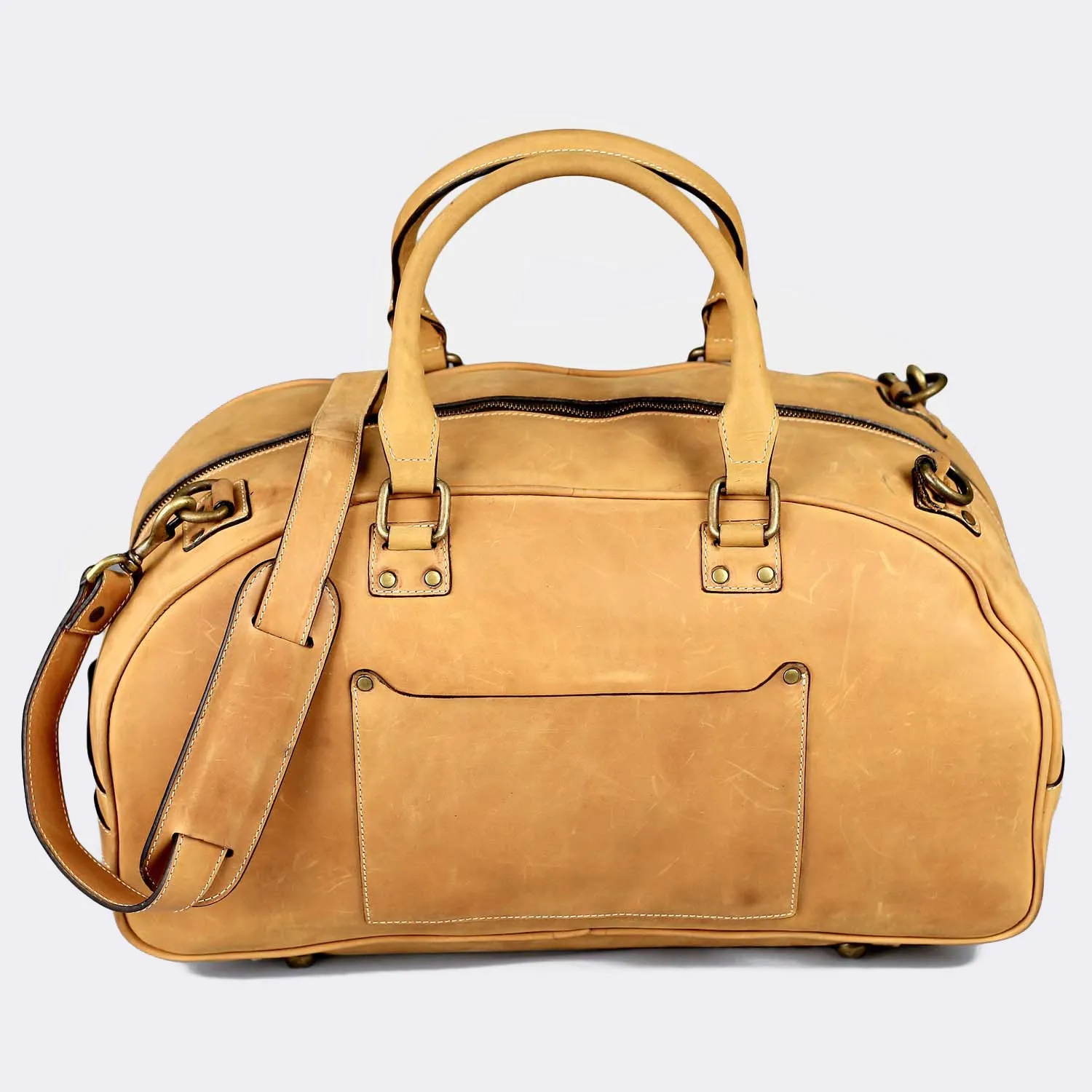 Hunza Tan Leather Duffel Bag