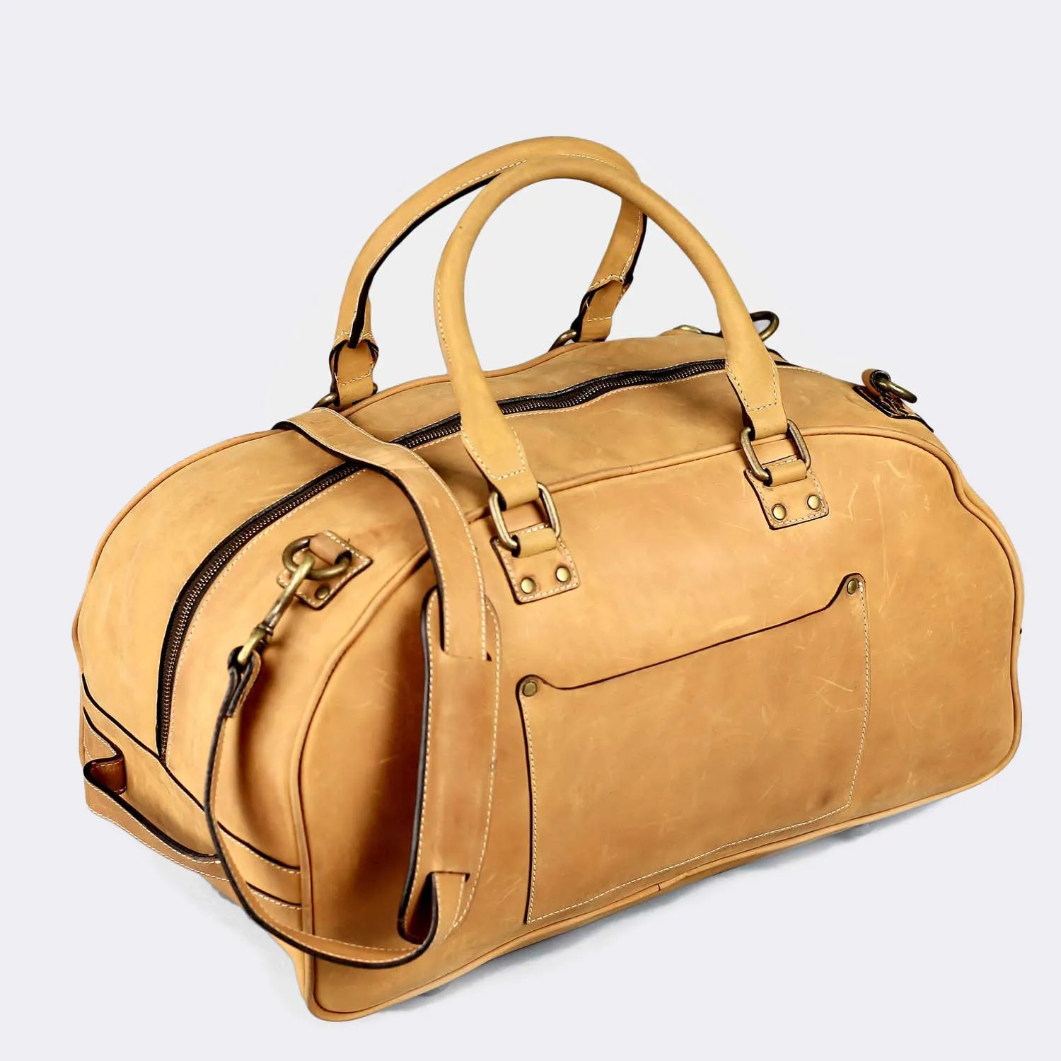 Hunza Tan Leather Duffel Bag