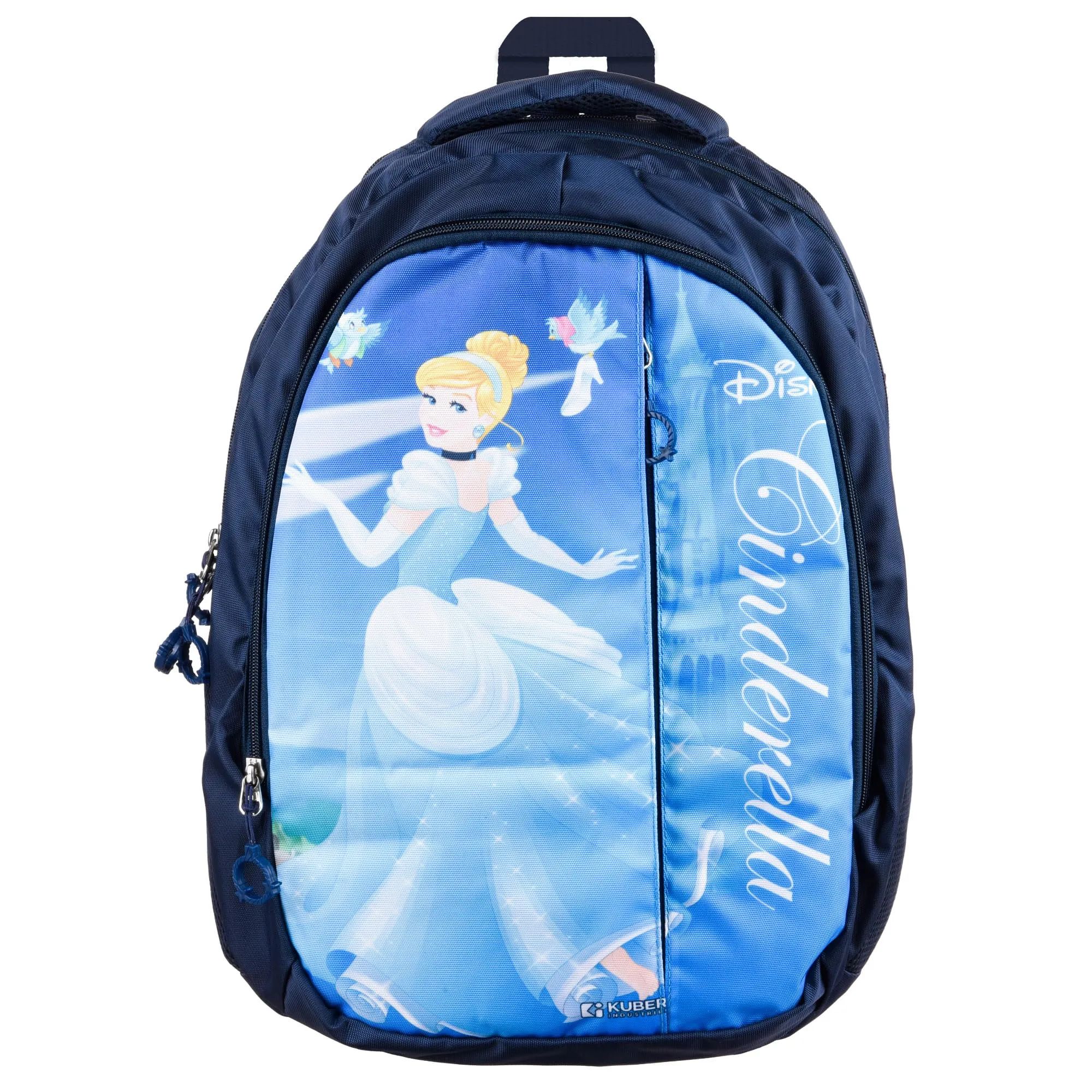 Kuber Industries Disney Cinderella School Bags | Kids School Bags | Collage Bookbag | Travel Backpack | School Bag for Girls & Boys | School Bag with 5 Compartments | Include Bag Cover | Blue