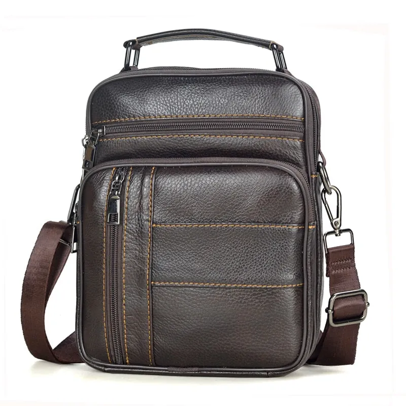 Men's Natural Leather Handbag For Tablet