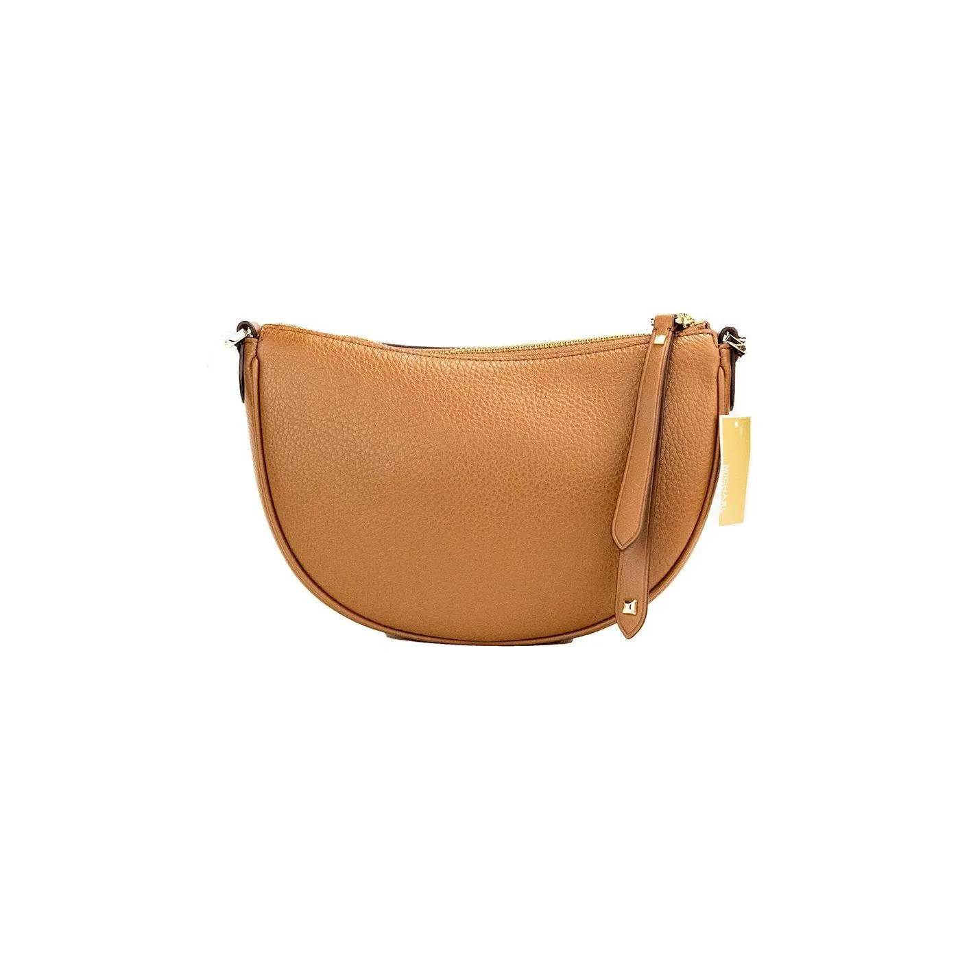 Michael Kors Dover Small Luggage Pebbled Leather Half Moon Crossbody Bag Purse