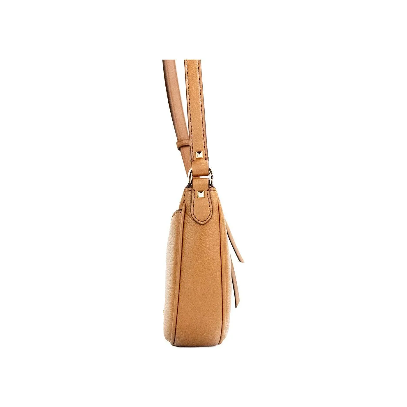 Michael Kors Dover Small Luggage Pebbled Leather Half Moon Crossbody Bag Purse