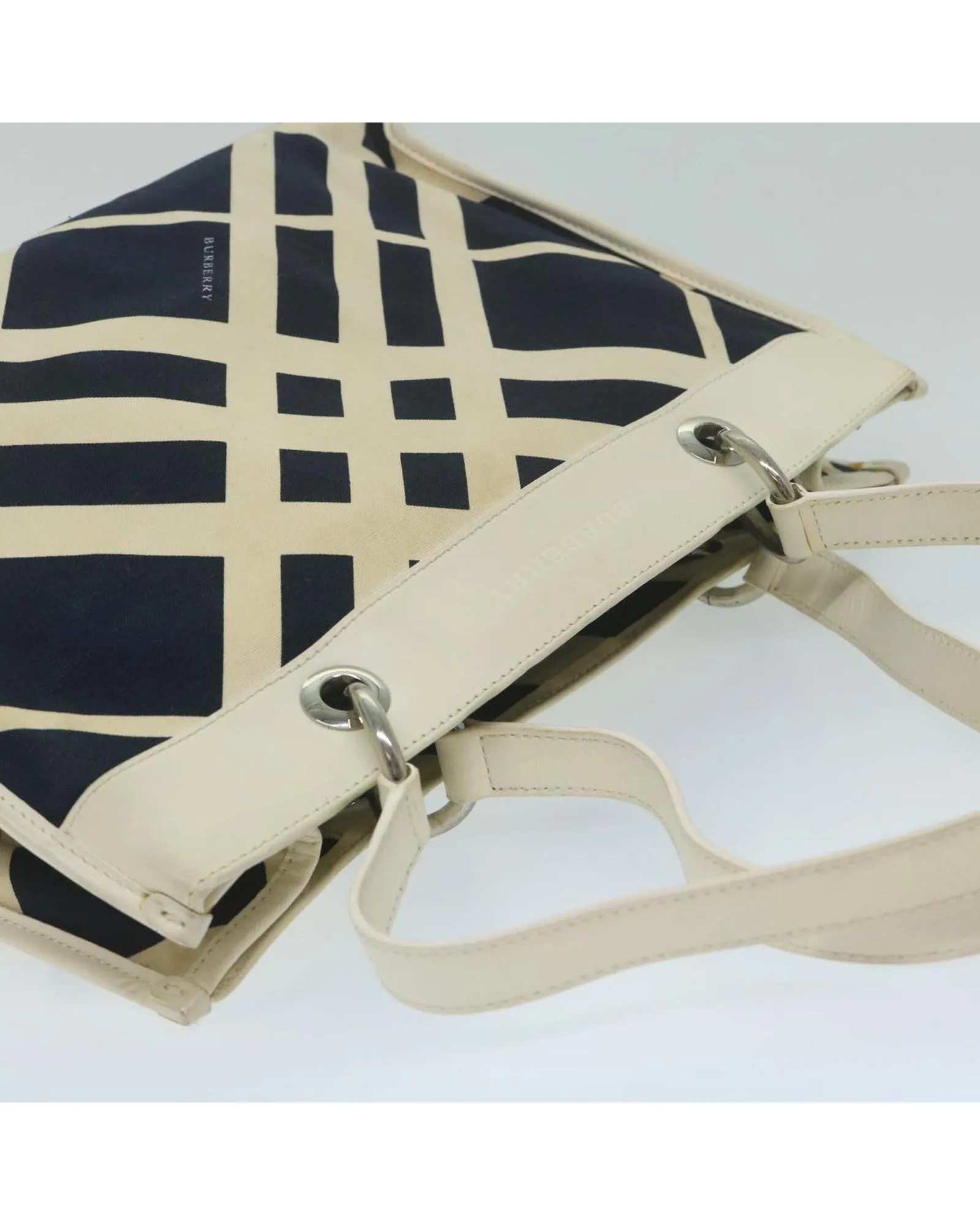Navy and White Canvas Tote Bag