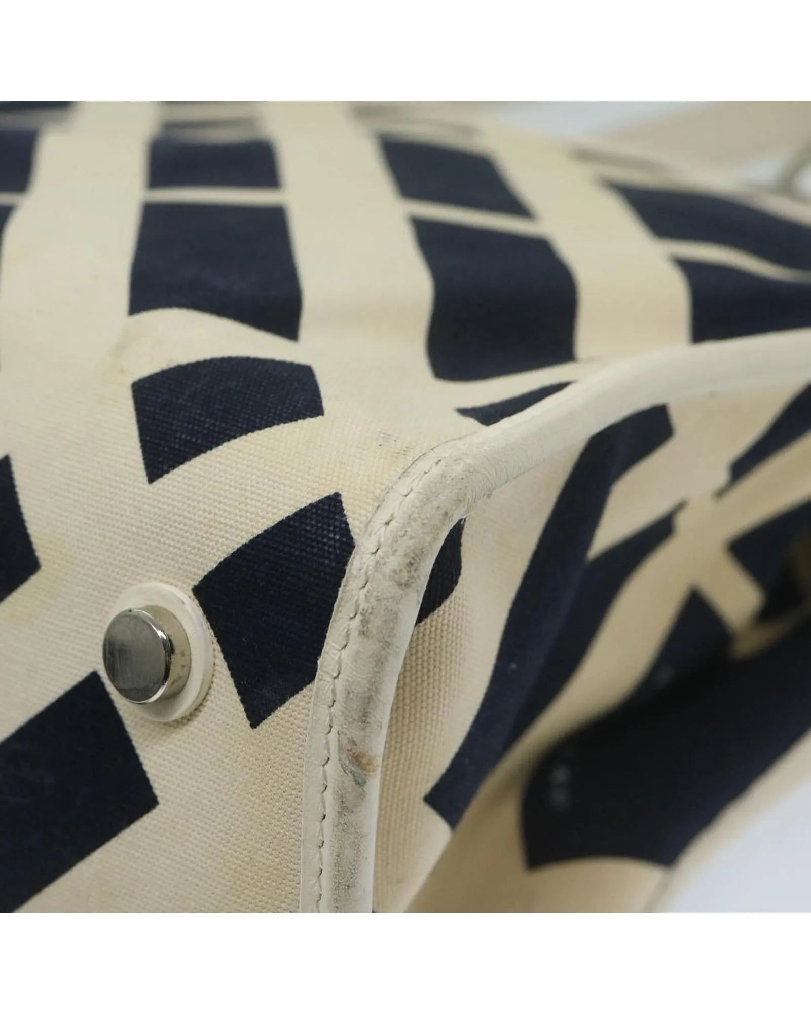Navy and White Canvas Tote Bag