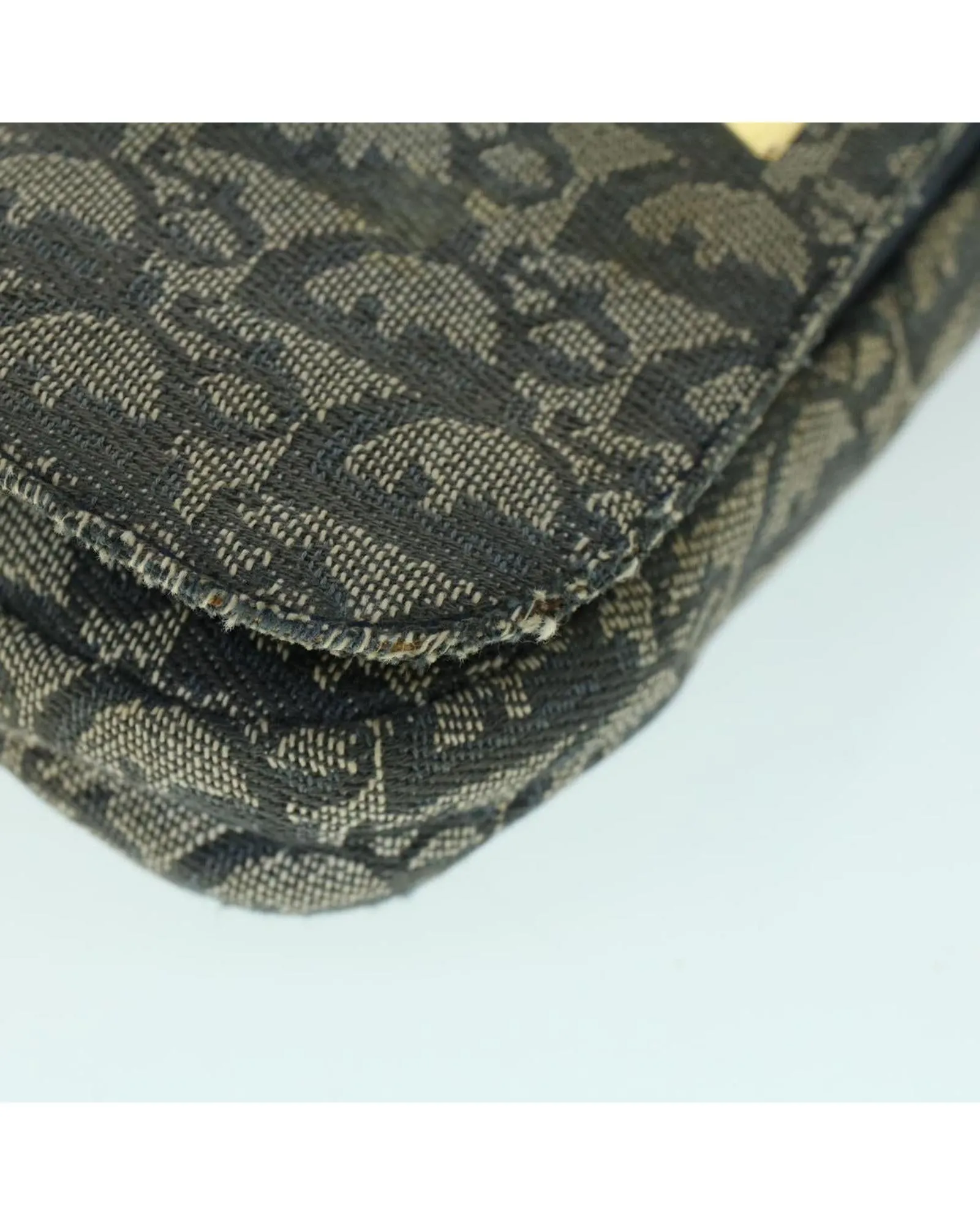 Navy Canvas Shoulder Bag with Pearl Detail
