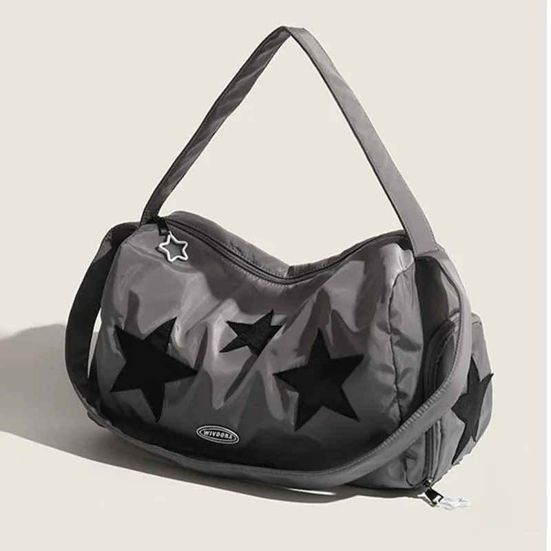 Portable Travel Bag Women Men Star Embroideried Fitness Bag