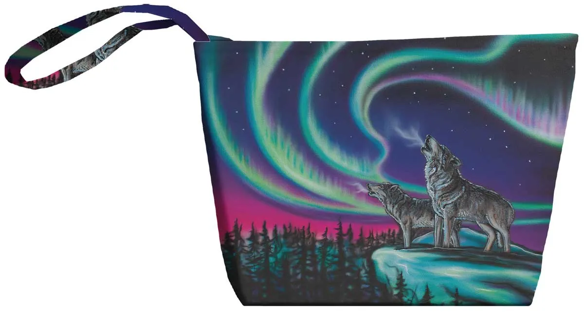 "Sky Dance Wolf Song" Small Zippered Tote artwork by Metis Artist Amy Keller Rempp