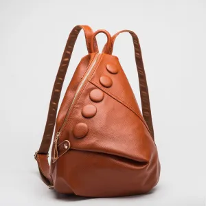 Solid Color Leather Backpack For Women Youth Travel Purse