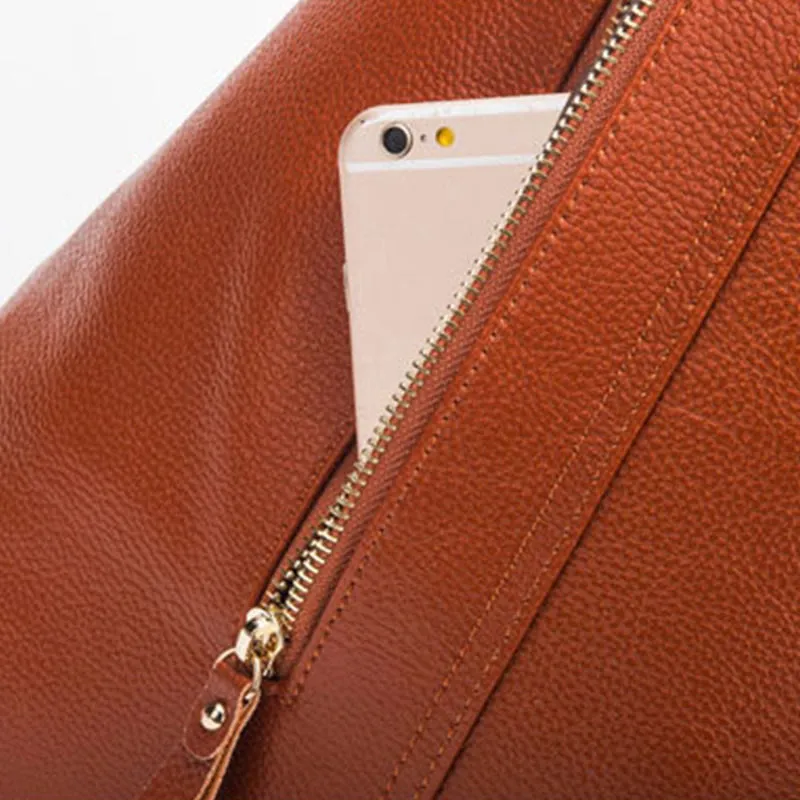 Solid Color Leather Backpack For Women Youth Travel Purse