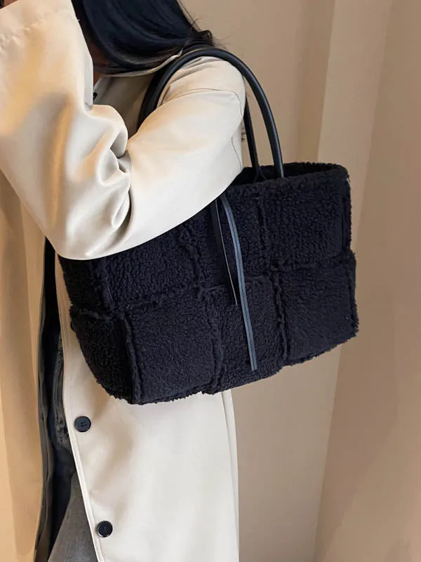 Split-Joint Velvet Woven Bags Handbags