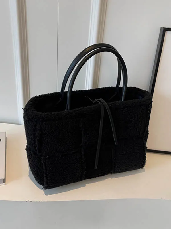 Split-Joint Velvet Woven Bags Handbags
