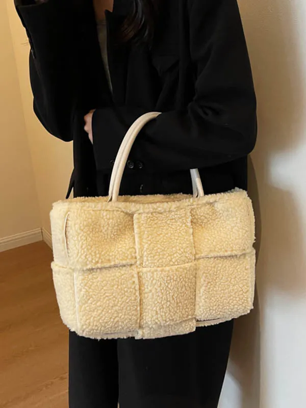 Split-Joint Velvet Woven Bags Handbags