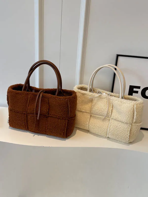 Split-Joint Velvet Woven Bags Handbags