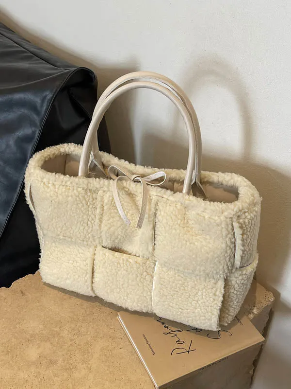 Split-Joint Velvet Woven Bags Handbags