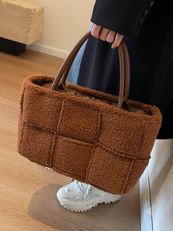 Split-Joint Velvet Woven Bags Handbags