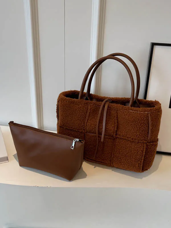 Split-Joint Velvet Woven Bags Handbags