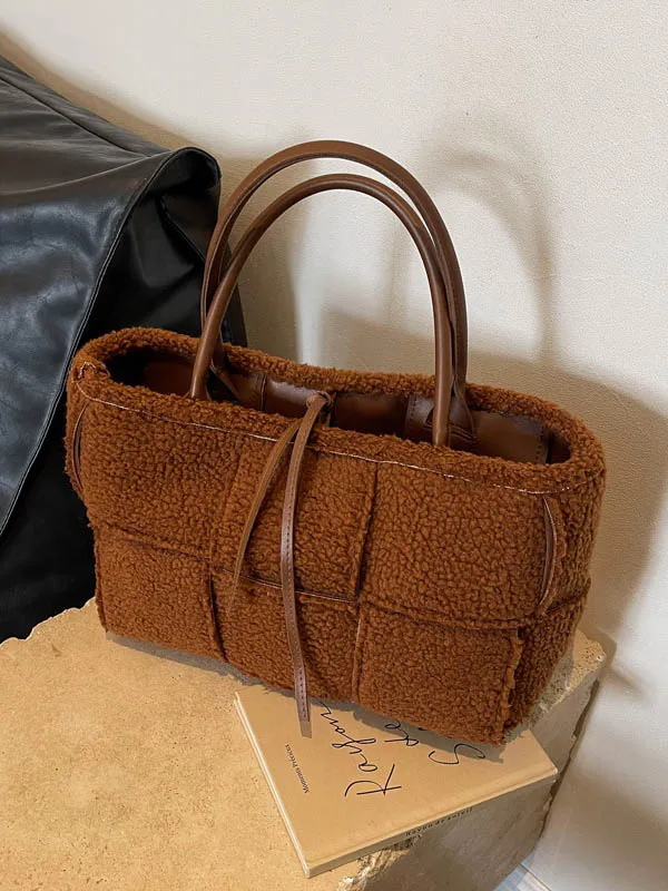 Split-Joint Velvet Woven Bags Handbags