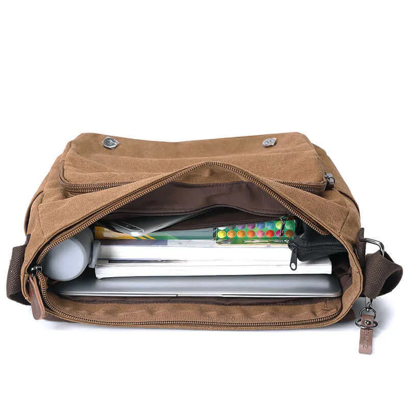 Stylish Canvas Shoulder and Crossbody Messenger Bag | Fits 15" Laptop