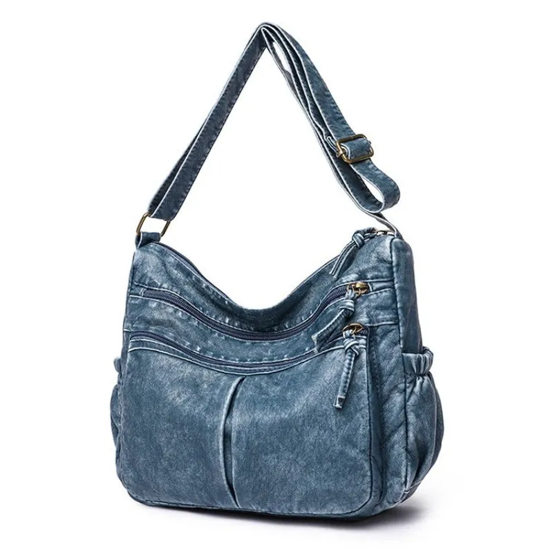 Trendy Classic Washed Vegan Leather Cross-body Shoulder Bags