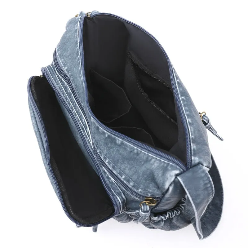 Trendy Classic Washed Vegan Leather Cross-body Shoulder Bags